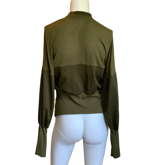 QEEP UP Khaki Green THROWBACK PULLOVER 1/2 Zip sz M - Picture 3 of 5